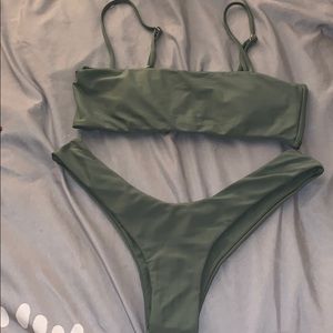 Army green thong bikini